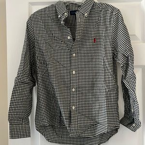 Boys Ralph Lauren Black/White plaid button up size (14-16)